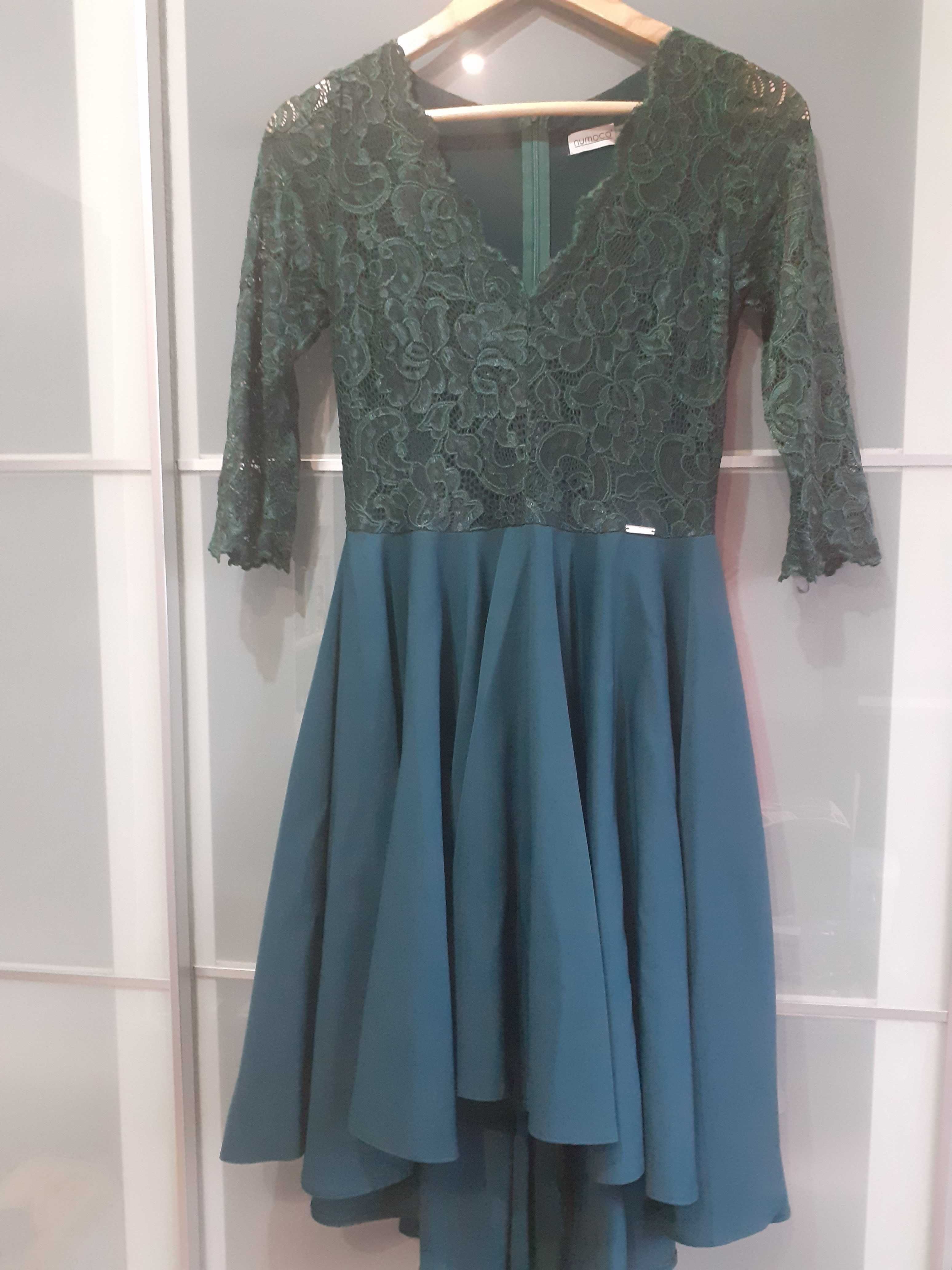 Koronkowa zielona sukienka numoco