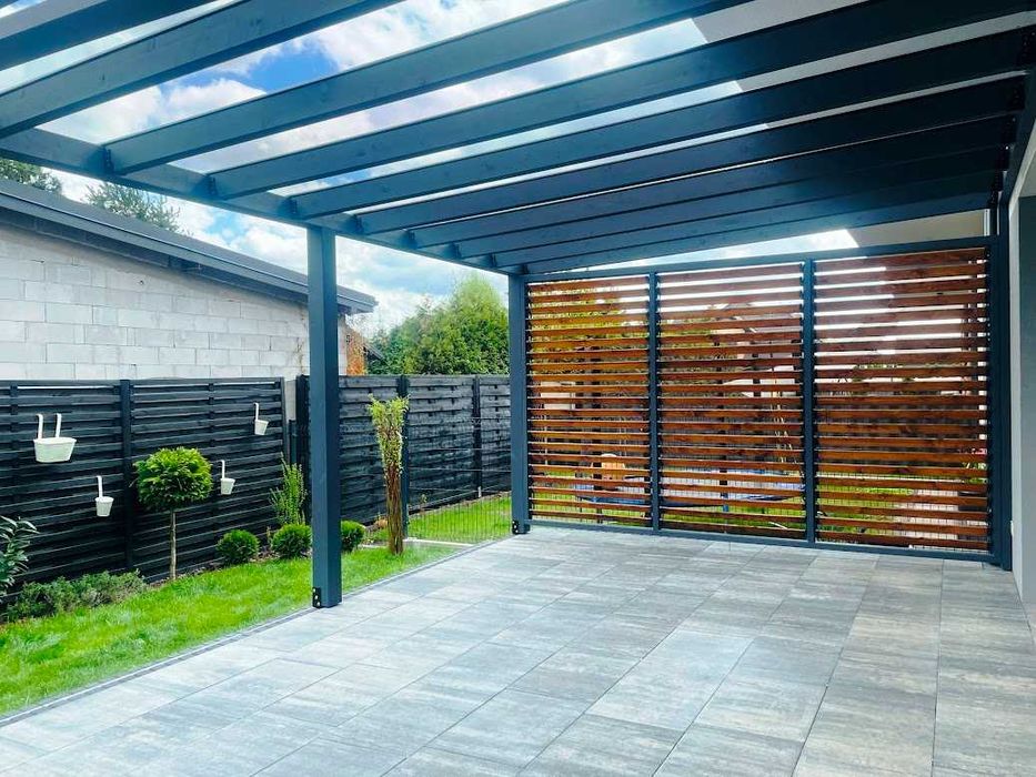 Pergola, taras, altana, wiata, drewno BSH, poliwęglan, zadaszenie