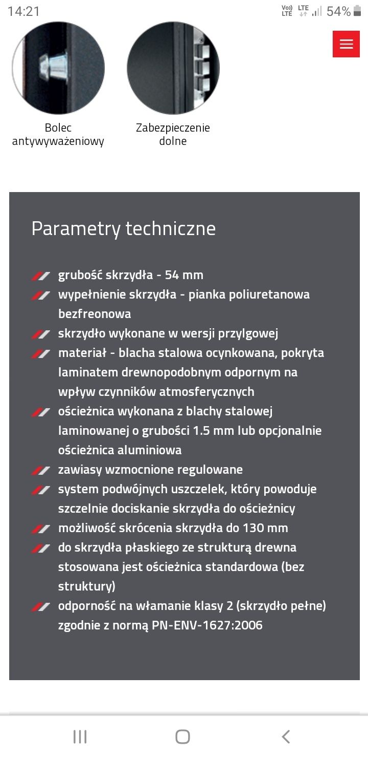 Drzwi zewnętrzne metalowe KMT PLUS 54 OD RĘKI , CZYSTE POWIETRZE