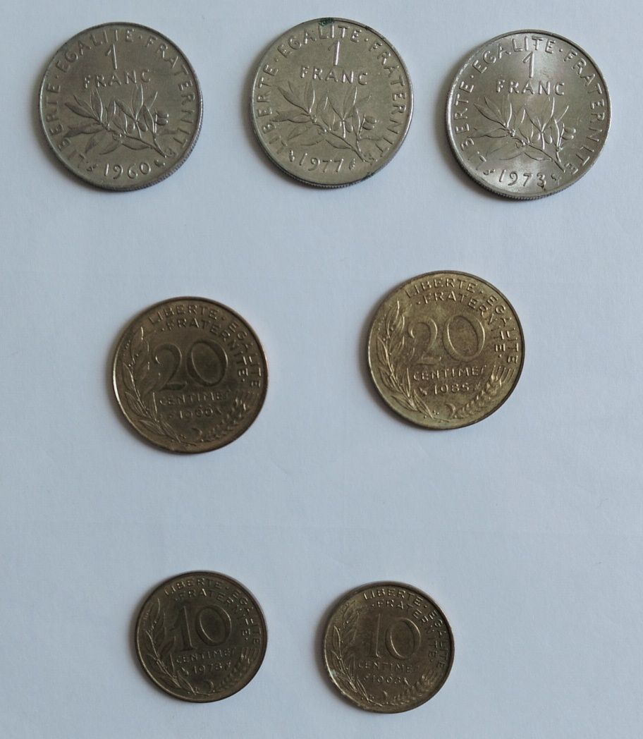 Conjunto 7 moedas antigas França
