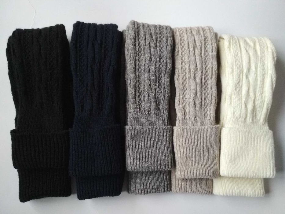 Гетри білі вище коліна в'язані теплі