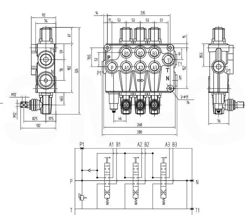 Rozdzielacz Hydrauliczny MONOBLOK 3 SEKCJE 120L [3586]