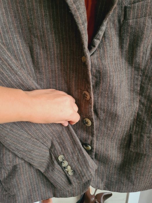 Brązowa wełniana marynarka w paski od Gant