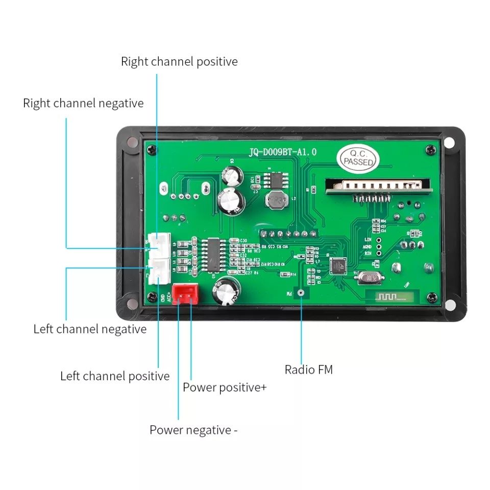 Bluetooth 5,0 mp3 декодер, 2*40W усилитель, fm-радио, usb, AUX,пульт