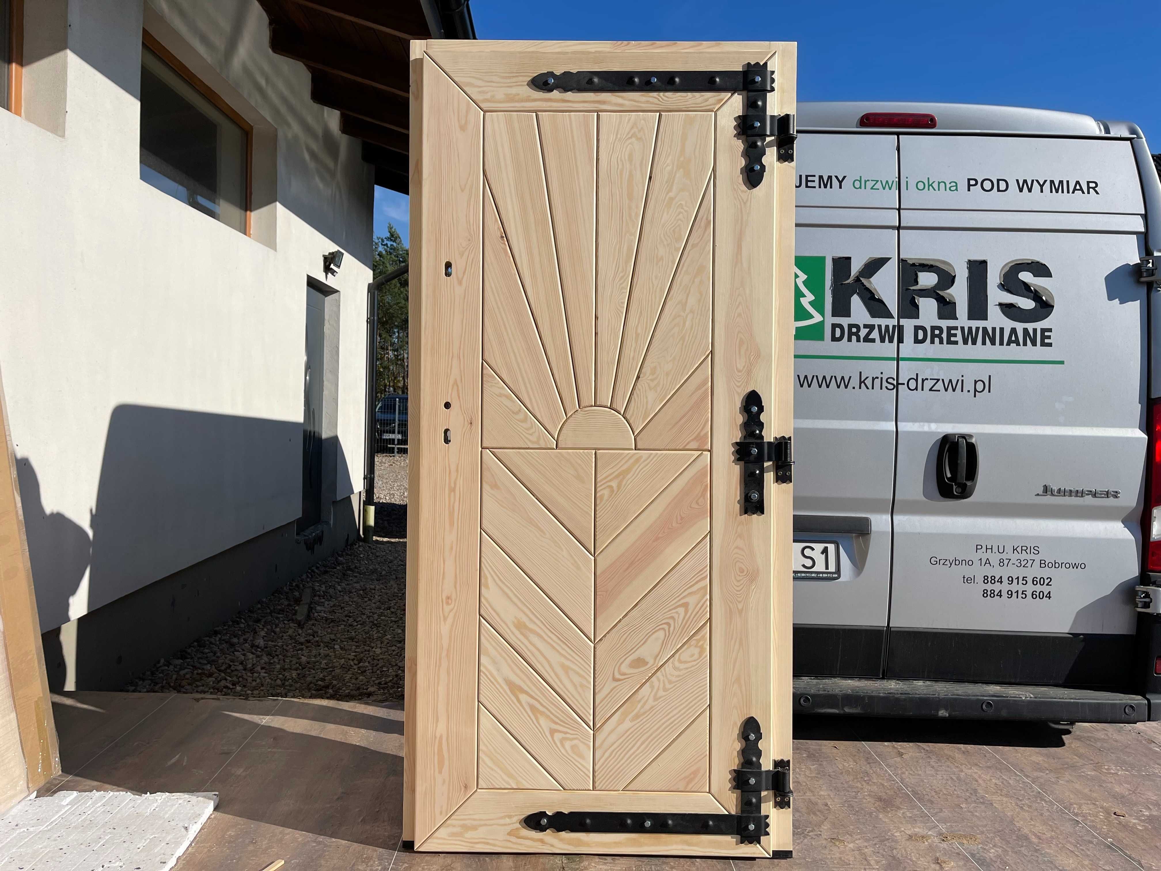 Drzwi drewniane zewnętrzne grube 75 mm NA WYMIAR CAŁA POLSKA I UE