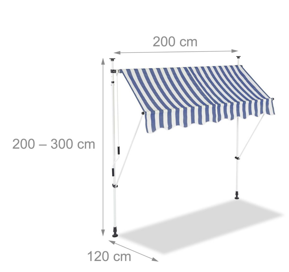 Markiza przeciwsłoneczna balkonowa tarasowa rozporowa 200/120cm
