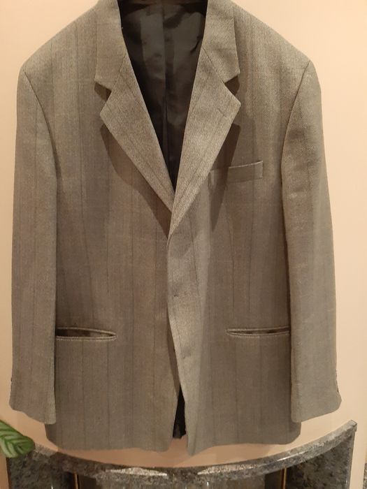 Marynarka prl dziadek XL niemiecki vintage 60% wełna zielona jodełka