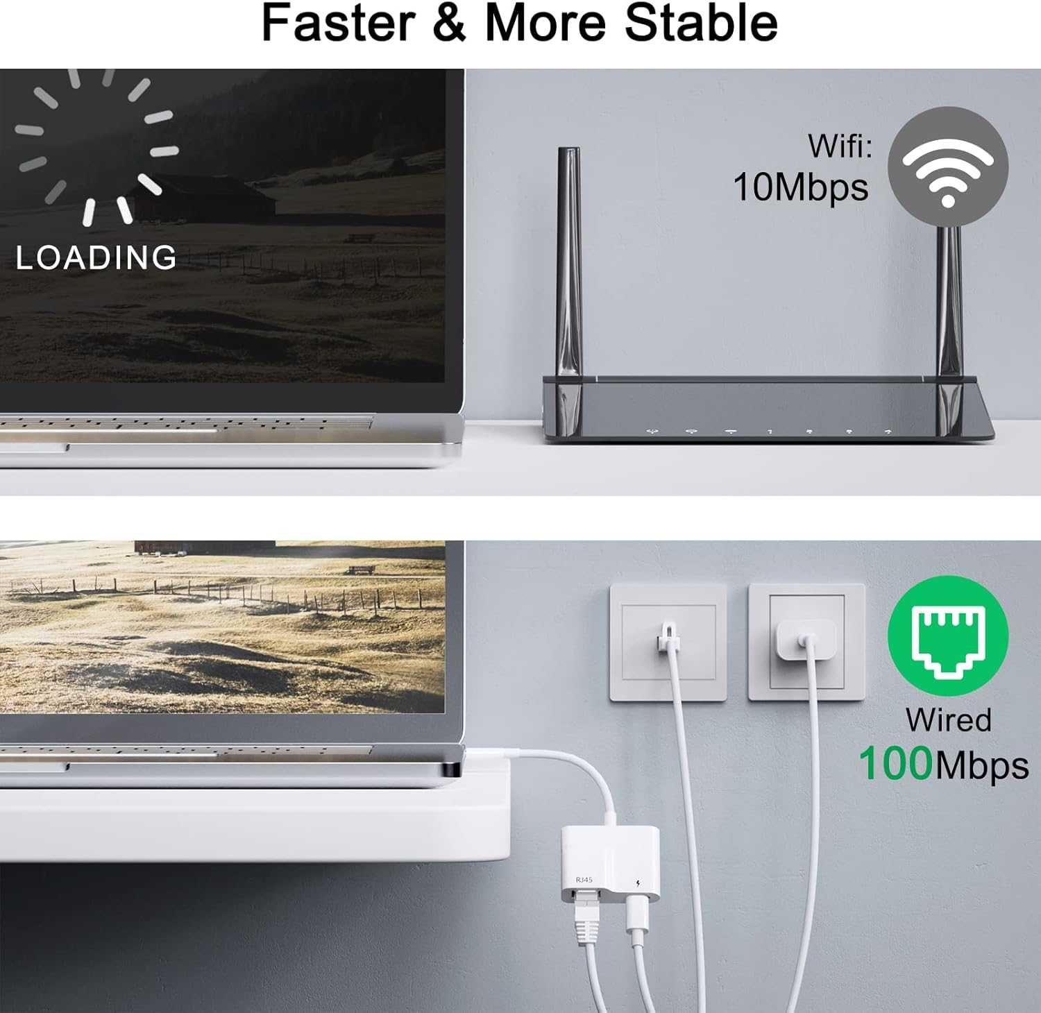Adapter Ethernet USB C, USB C na RJ45, funkcją ładowania.