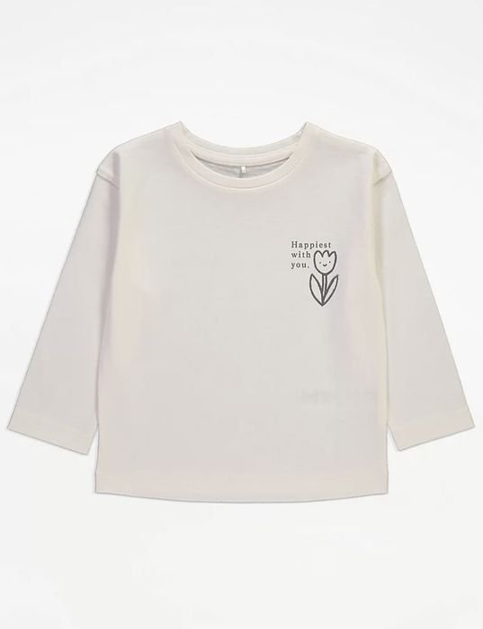 92 98 George kremowa bluzka z długim rękawem bawełna happy tulipany Uk