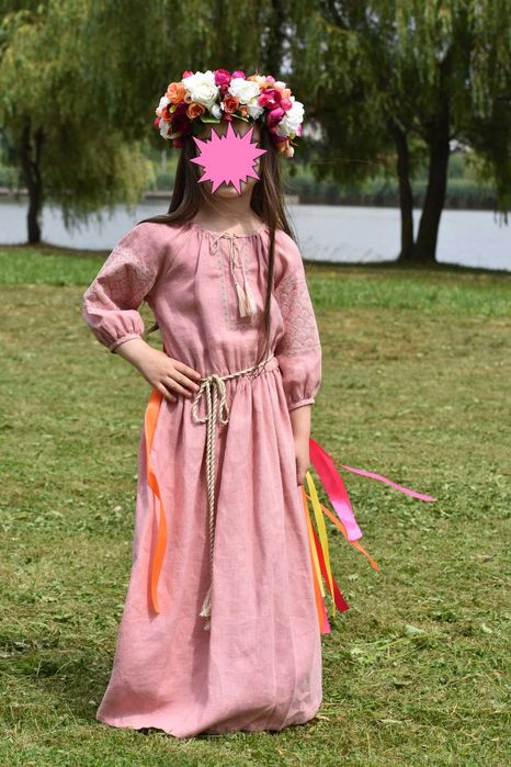 Довга вишита сукня для дівчинки, вишиванка Masik Valeriy р.110-125