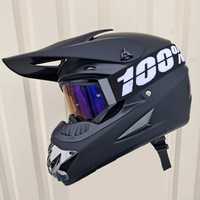 Мото шлем PitBicke Black с очками 100% в комплекте