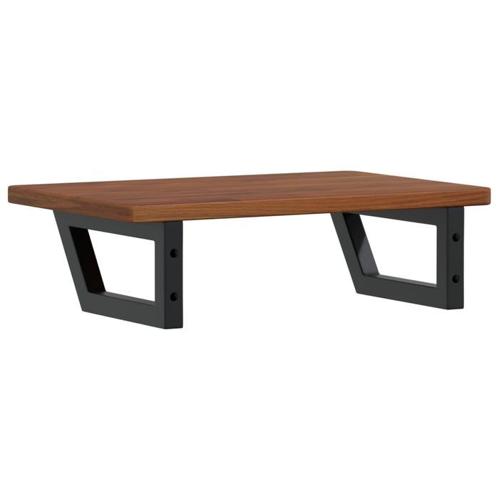 vidaXL Półka ścienna pod umywalkę, stal i lite drewno dębowe