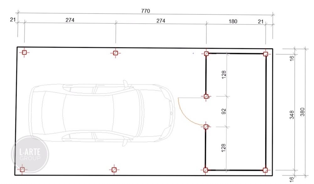 MERIDA Wiata jednostanowiskowa + schowek - Altana 770x380 cm