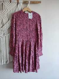 Nowa różowa sukienka w panterkę M&S 10 - 11 lat 146 wiskoza