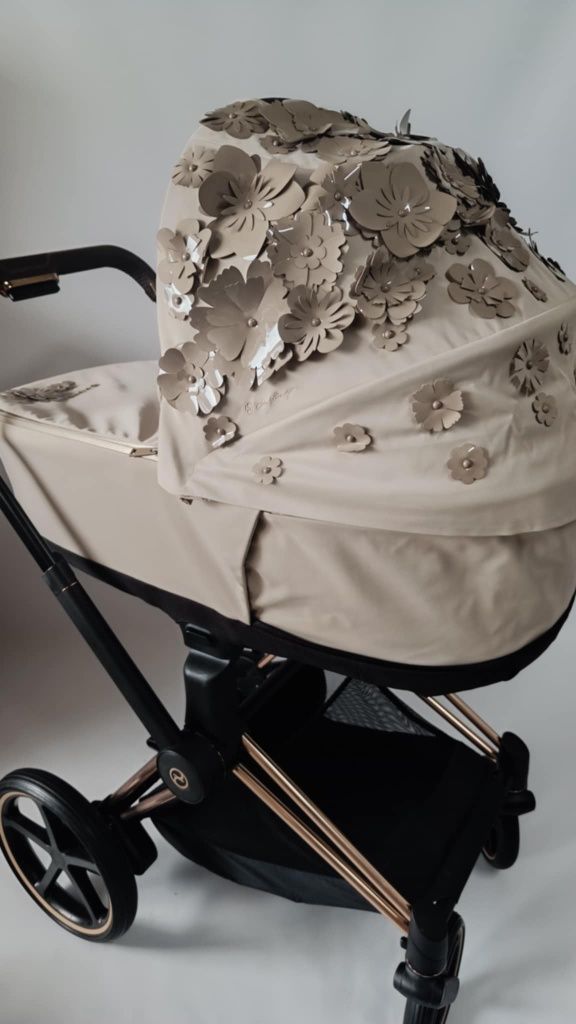 Cybex e-Priam rose gold z gondolą simply flowers beige