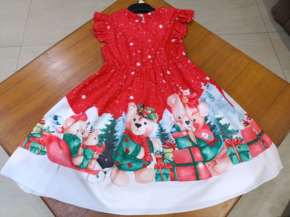 Sukienka sukieneczka Boże Narodzenie Mikołajki tunika rozm 122-128