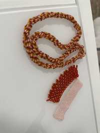 Набор украшений с бисера ожерелье красное оранжевое браслет