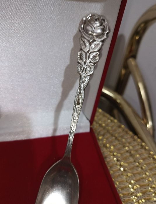 Srebrna Unikatowa antyczna Łyżeczka do cukru