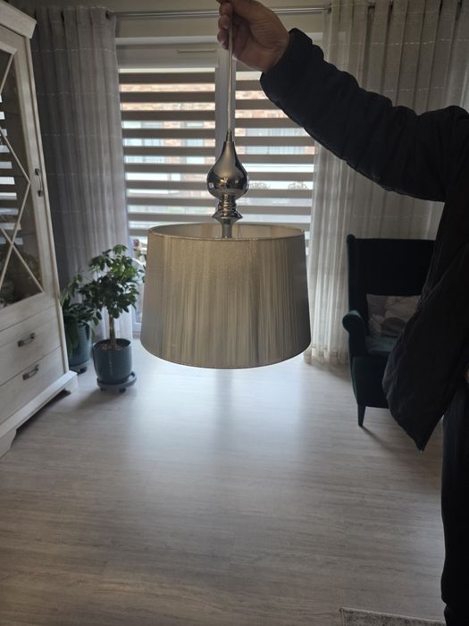 Żyrandol glamur szaro - srebrny