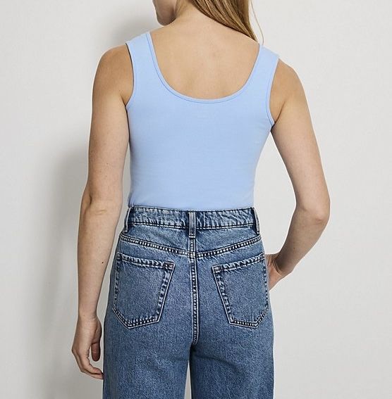 20 48 George niebieska koszulka na ramiączkach top bawełniany gładki