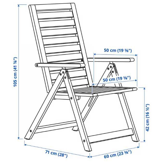 4 x Cadeira IKEA reclinável, exterior, dobrável c/almofada