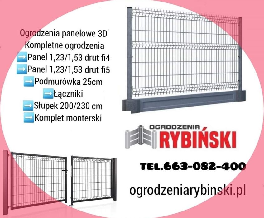 Ogrodzenie palisadowe,panelowe 3d, bramy furtki, montaż