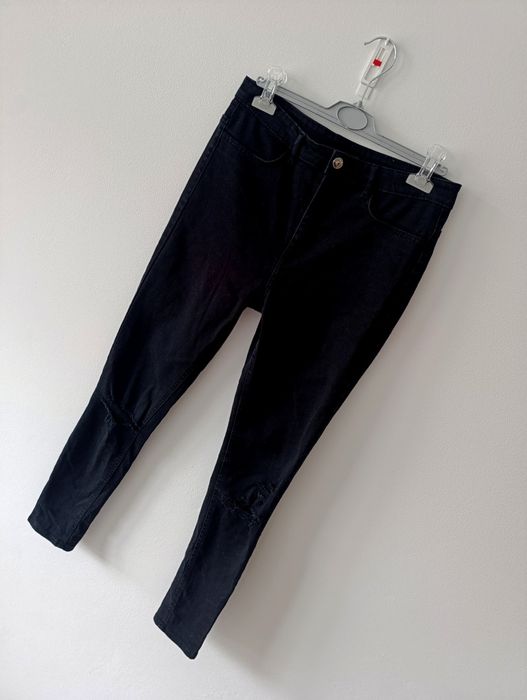 Spodnie jeansowe, Regular Size, czarne, rurki, wysoki stan, 38, M, H&M