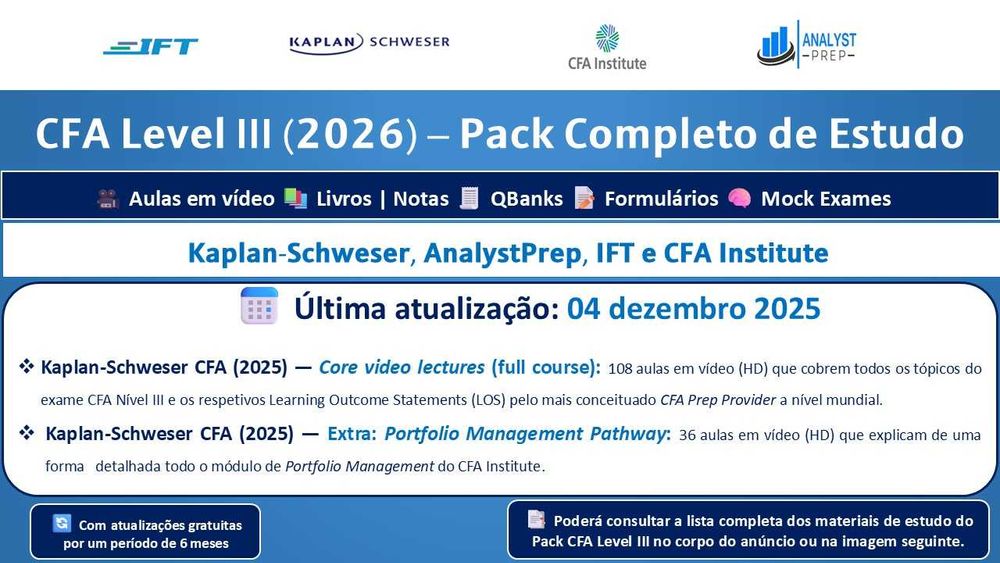 CFA Level III (2026) – Pack Completo + Kaplan-Schweser Premium