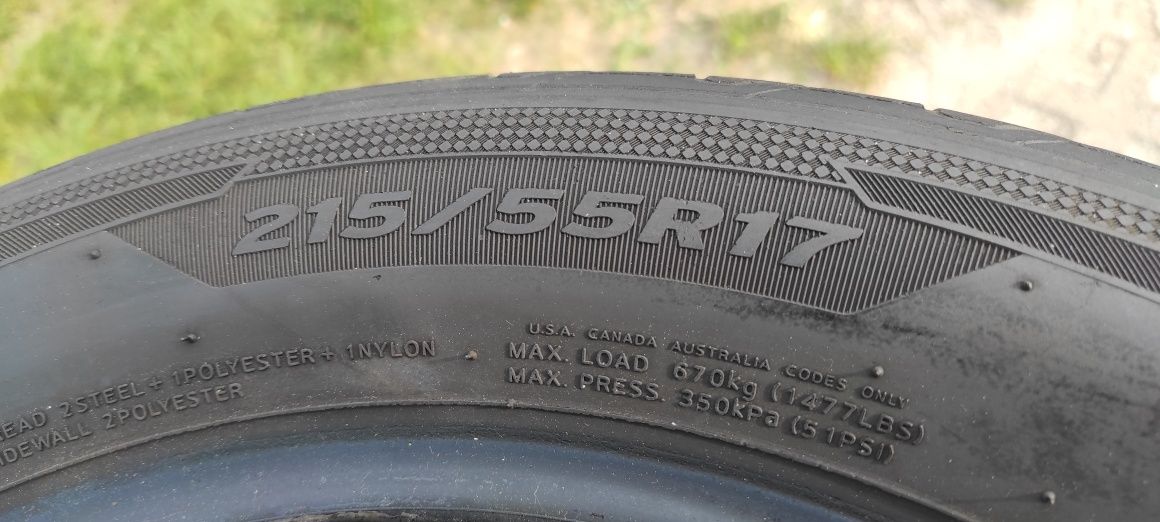 Opony letnie z 2018r 6mm 215/55/17 Hankook 7N