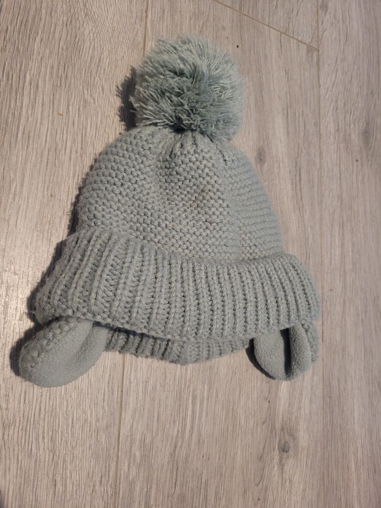 Czapka zimowa 9 - 24 miesiące ; polar ; nauszniki
