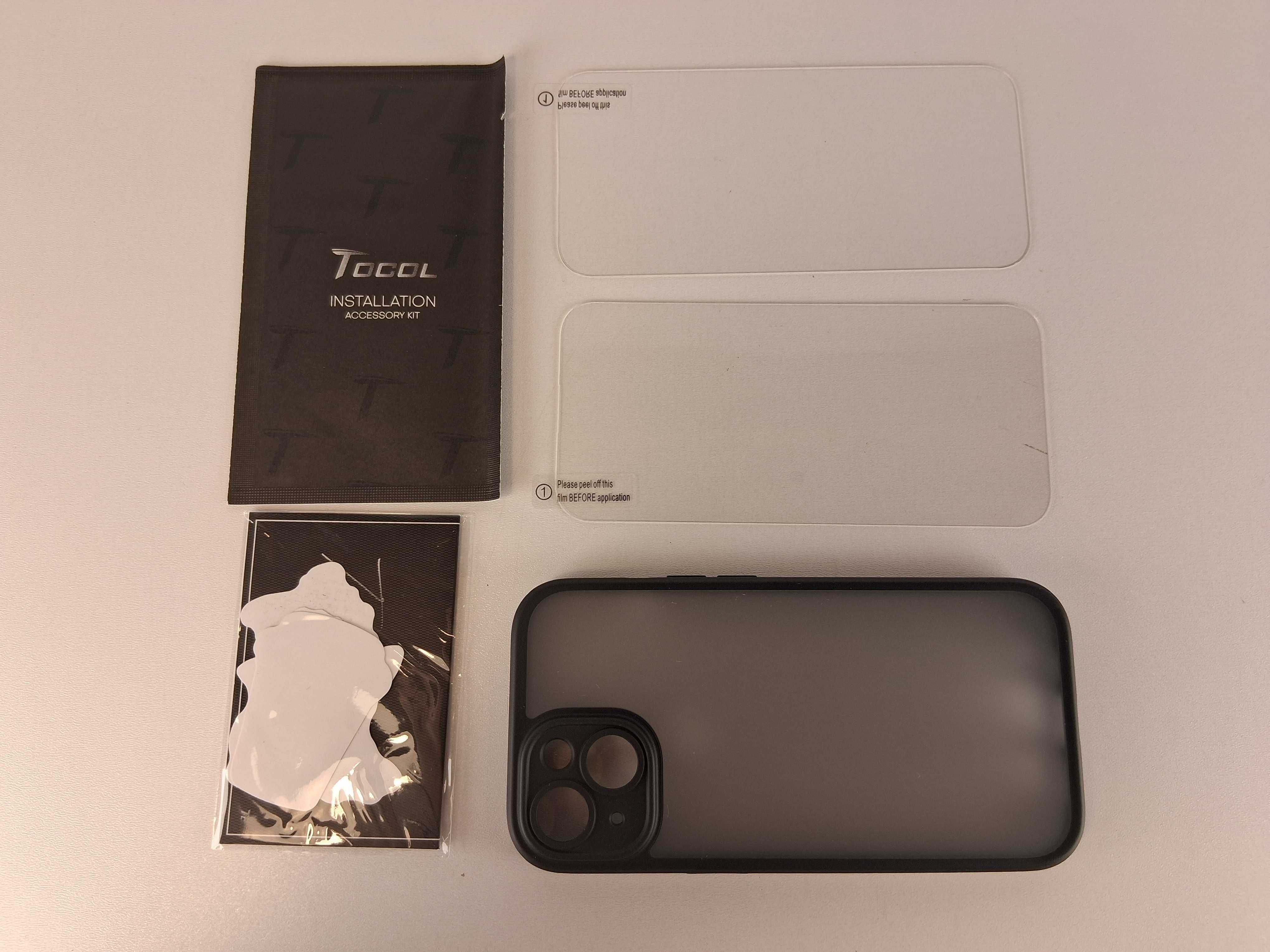 Y136 Zestaw Ochronny Tocol do iPhone 15 Szkło Etui Czarne Nowy