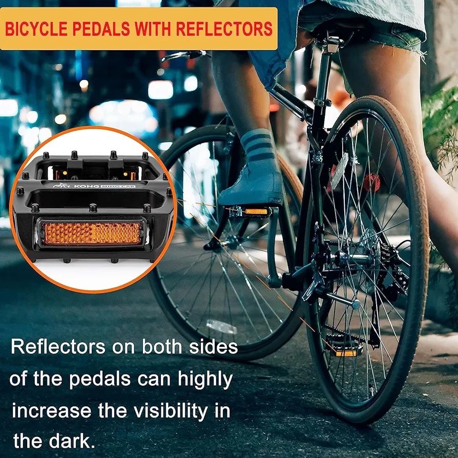 Pedały rowerowe kong ming car do mtb ko-1020 czarne aluminium odblaski