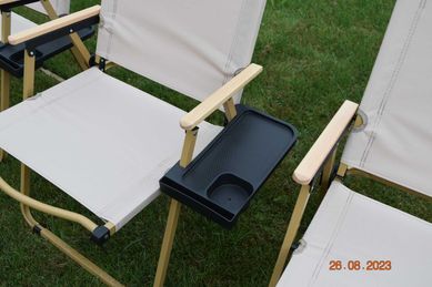 krzesło składane turystyczne campingowe jasny beż drewno buk