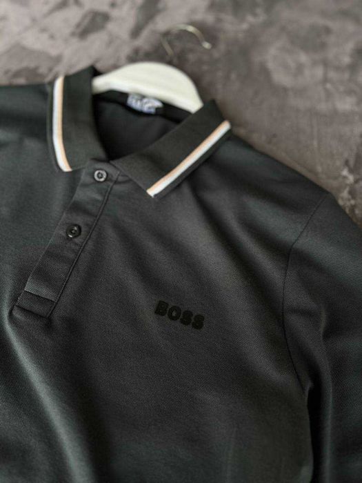 Футболка поло HUGO BOSS Premium з qr-code і біркою однотонна i57/10T-6