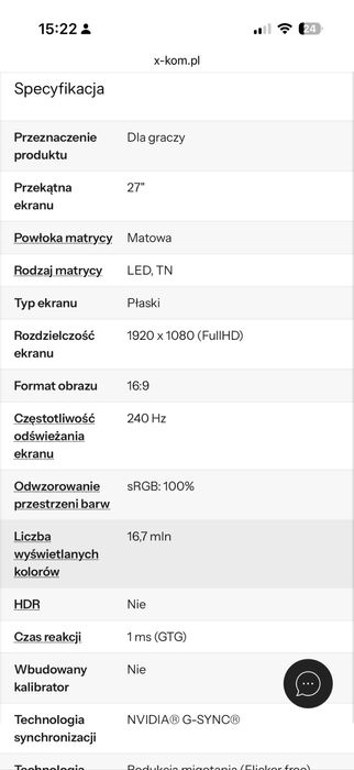 Monitor Acer Predator XB272BMIPRZX czarny 27 cali 240Hz
