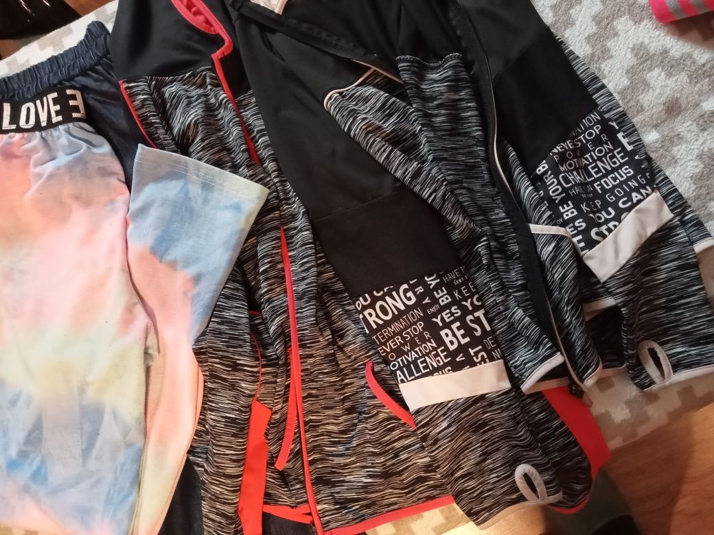 Spodnie plus dwie bluzy.Zestaw sportowy 164cm.