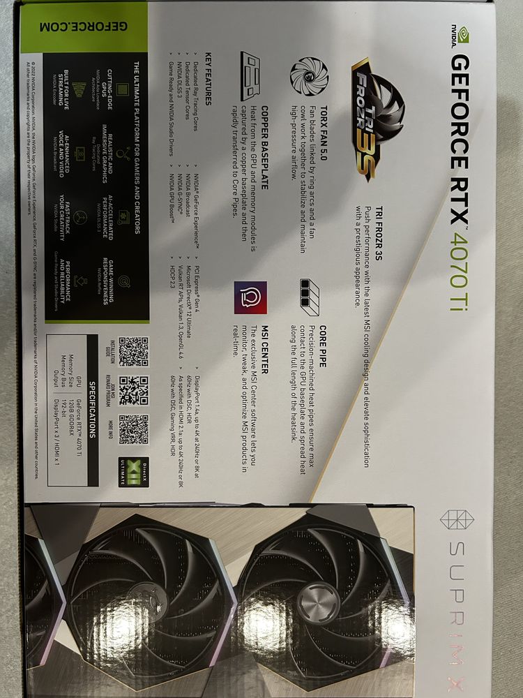 Karta Graficzna MSI Rtx 4070 ti Suprim X + Gwarancja