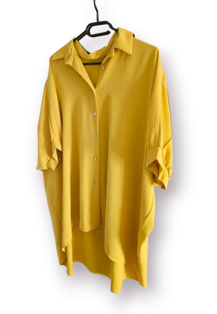 Żółta koszula przewiewna na guziki plus size 5xl 6xl