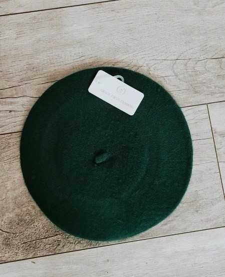 Grace focus fashion beret wełniany ciemnozielony nowy