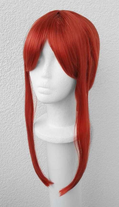 Chainsaw Man Makima czerwona długa peruka z warkoczem cosplay wig