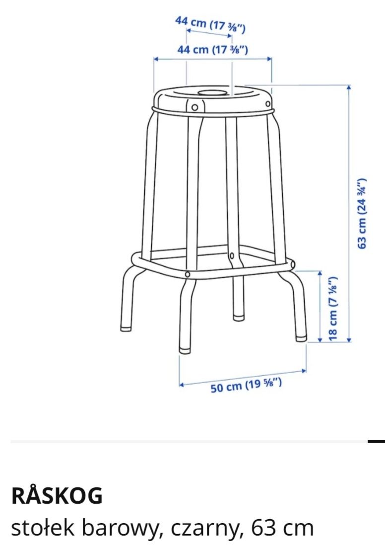 Krzesło  Stołek barowy Raskog IKEA