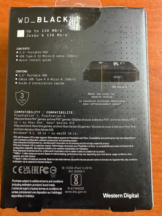 WD Black P10 4TB HDD para Jogos USB 3.2 HDD