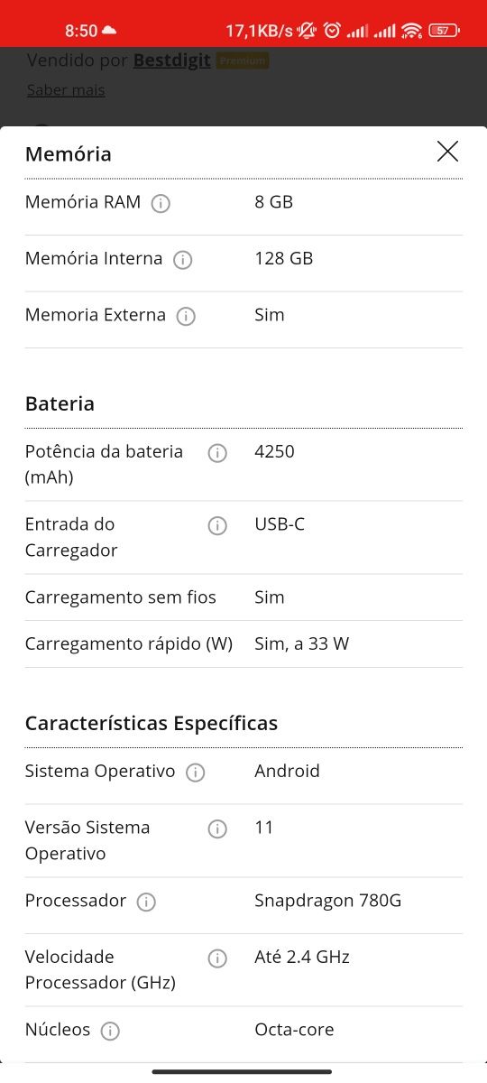 XIAOMI Mi 11 Lite 5G (6.55'' - 8GB - 128GB Snapdragon 780G)