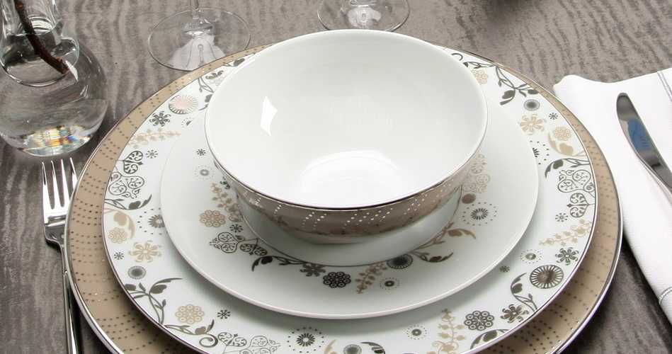 SPAL Serviço jantar Flower Rain Platina 56 pçs NOVO
