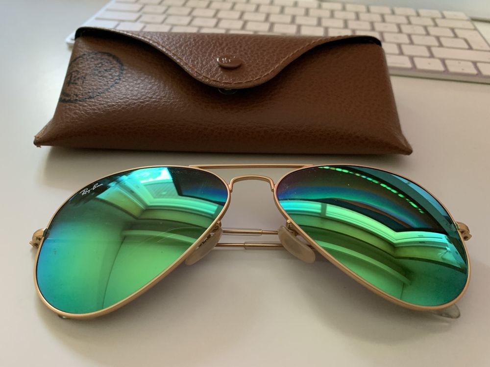 Ray Ban Aviador lente: Verde espelhada