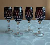 komplet 4 kieliszki dwuwarstwowy kryształ Bohemia rubinowe kryształowe