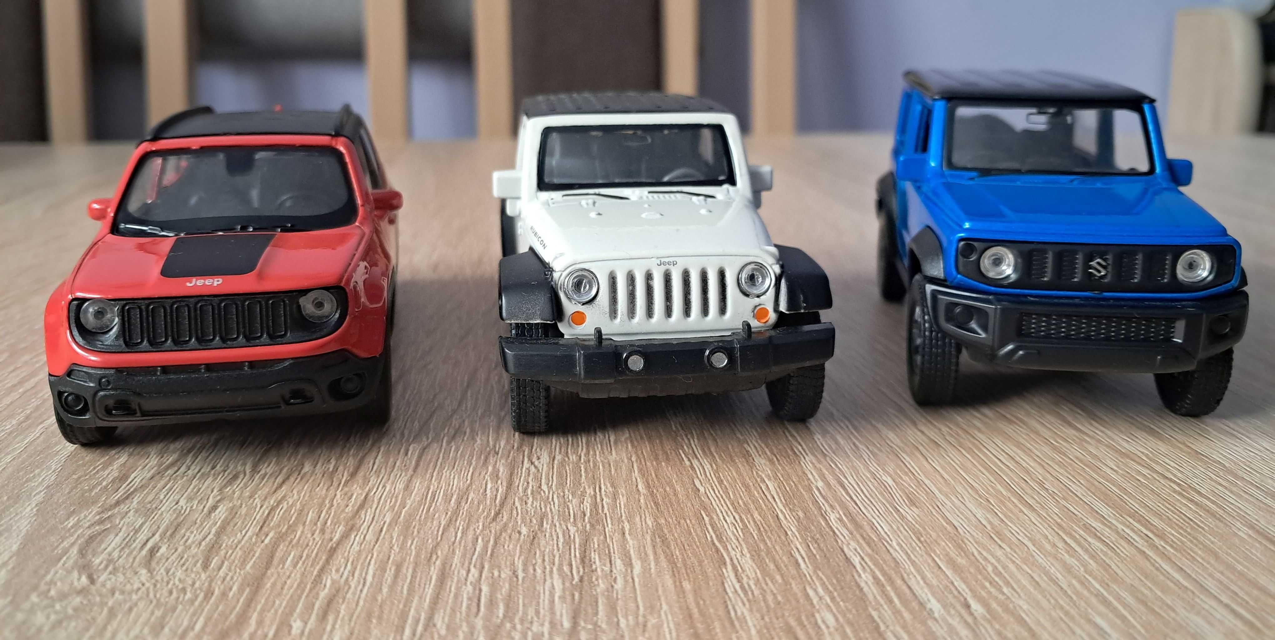 Dwa Jeepy i Suzuki terenowe skala 1:34 Welly