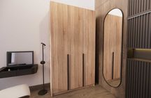 Шафа двосекційна, з 5 полицями та штангою 134×50×240 см