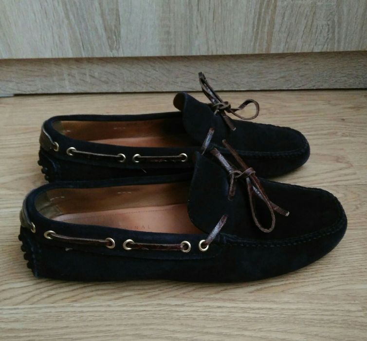 Buty mokasyny męskie markowe skórzane ze skóry 41 CAR SHOE granatowe