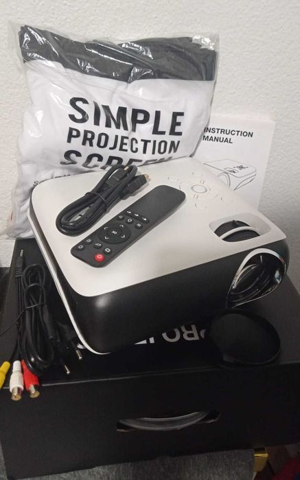 Projetor H1 com tela incluída - Novo!!
